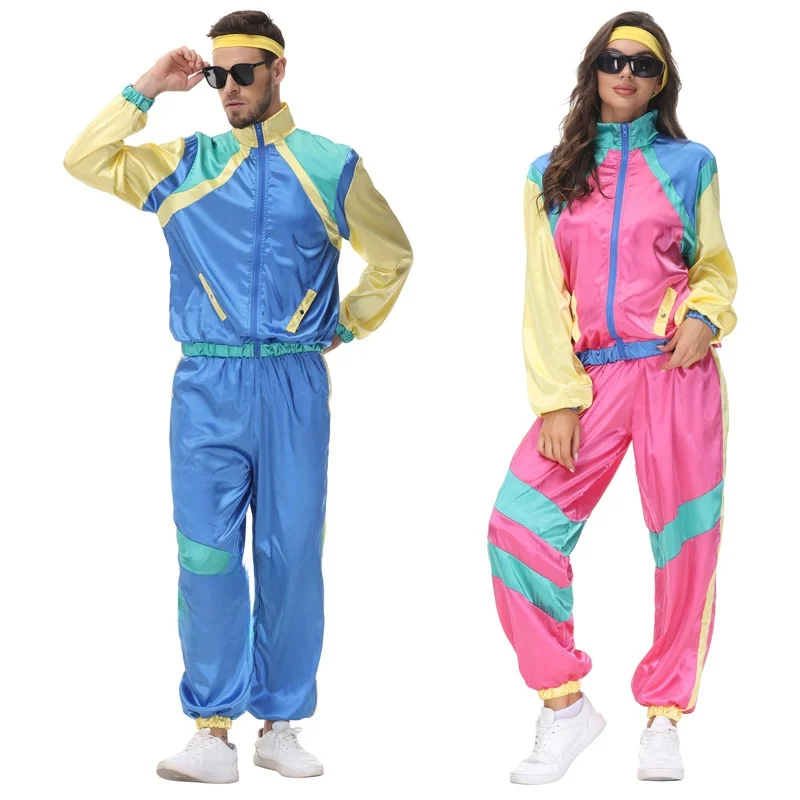 Halloween Par Cosplay Kostuum Hip Hop Heren Prestatiepak Retro Disco Dans Sportkleding Tilling Maskerade Outfit