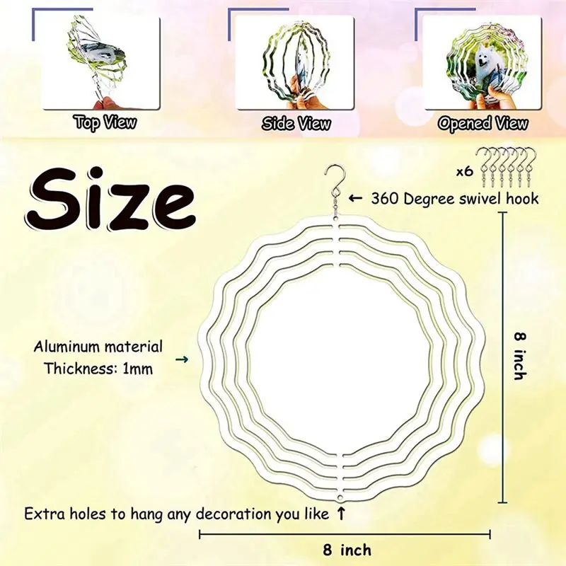 AB11 4 Pack Sublimation Wind Spinner Blanks 3D Double Sided Wind Sculpture for Yard Garden Indoor Outdoor Decor