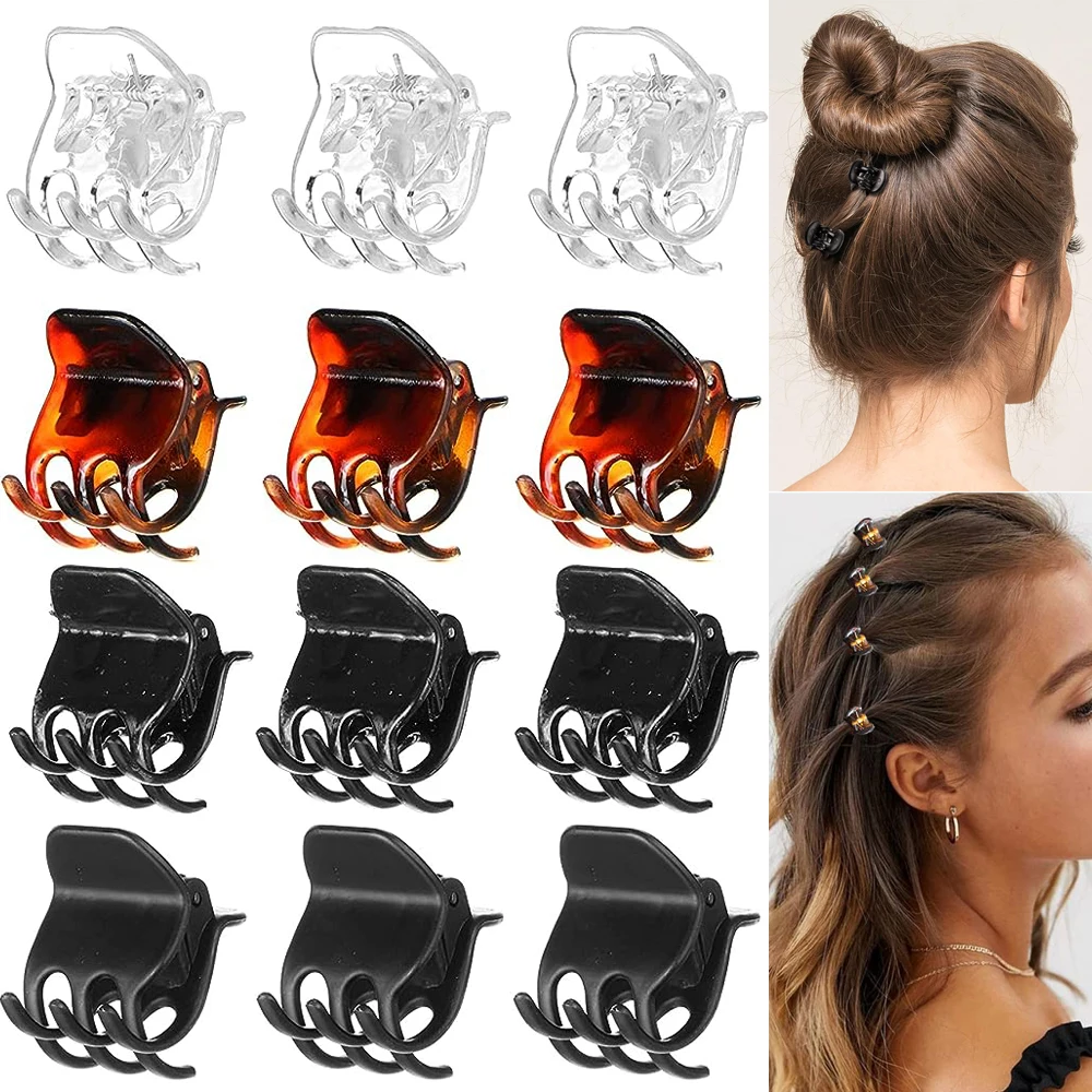 

10pcs Hair Claw Clip Plastic Mini Black Transparent Clamp Small Hairpin Barrettes for Women Headwear Hair Styling Accessories