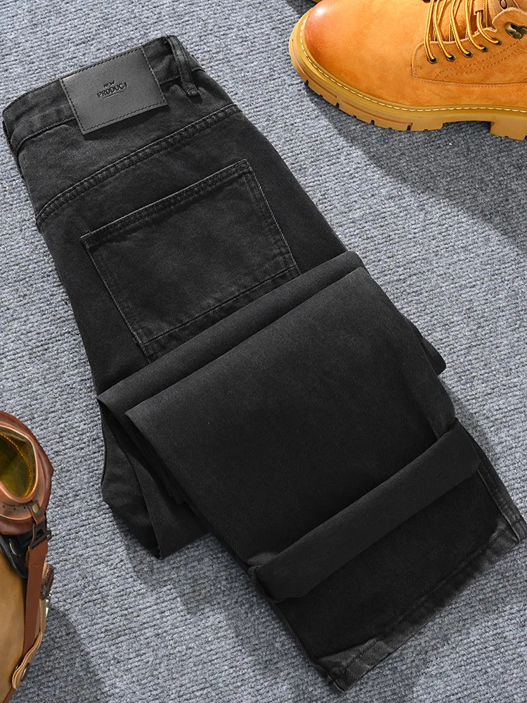 

American loose straight black jeans for men, fashionable and nostalgic with multiple pockets, street style retro pants