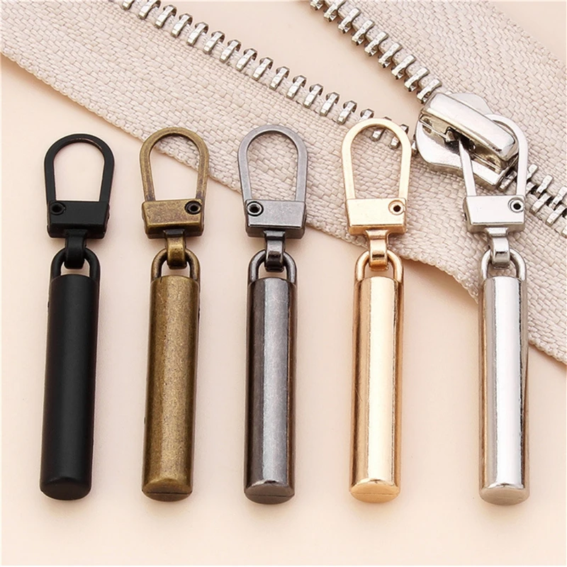 5PCS Sewing Zippers Puller Head Heart Shape Detachable Metal Zipper Slider Repair Kits For Bags Backpack Coat Zipper Pull Tab