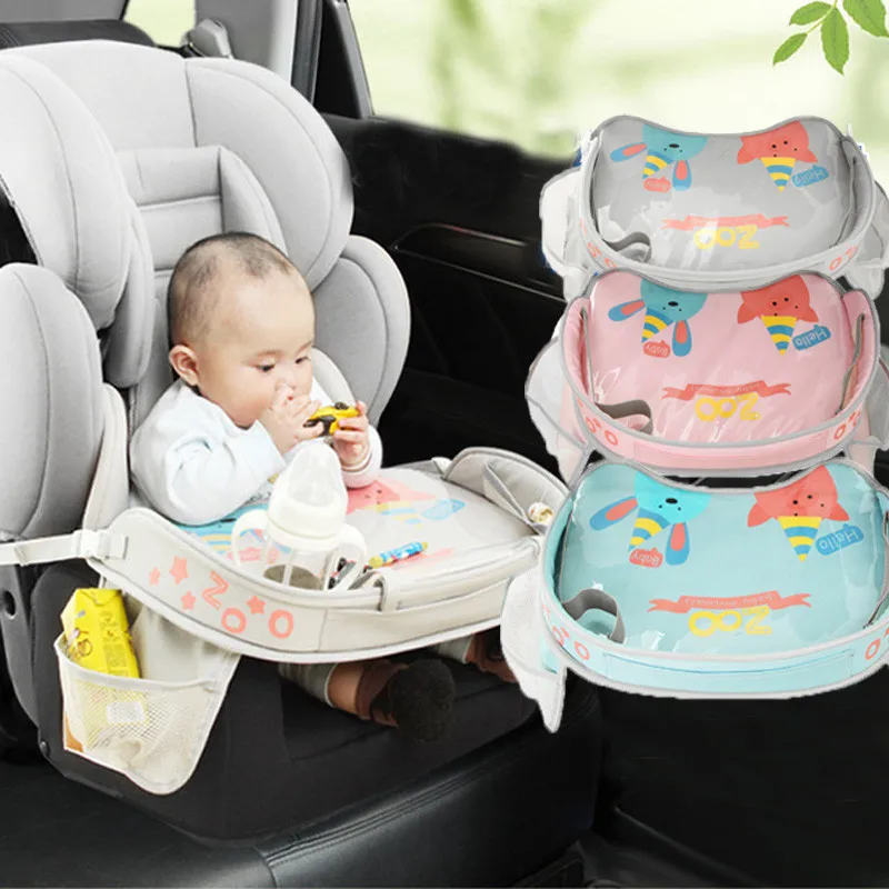 

Portable Children Travel Car Safety Seat Tray Waterproof Baby Stroller Holder Food Toys Desk Drawing Board Baby Car Accessories