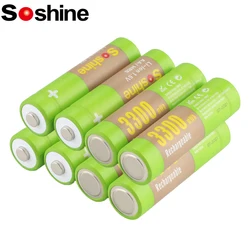 Soshine 3300mWh AA Li-ion Battery 1.5V Rechargeable Battery Lithium 3300mWh Batteries for Flashlight Toys Remote Control Mouse