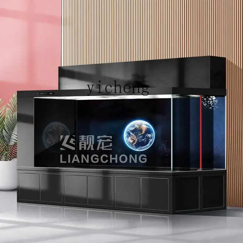 

XL fish tank double filter koi floor tank ultra-white glass automatic circulation aquarium living room home