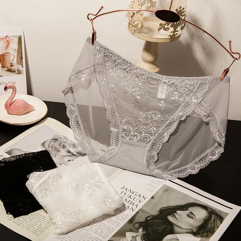 

Panties Fat Pure Lace Sexy Briefs Transparent Full Hip Girl Pure Cotton Crotch Shorts Beautiful and Breathable