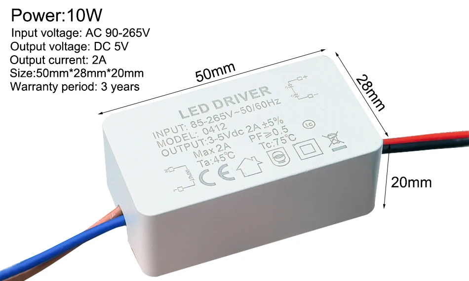LED-Netzteil DC 5V Transformator Schalt-Treiber Ausgangsstrom 1A 2A Adapter für CCTV AC110V-220V LED-Treiber 5W 10W – Detail 2