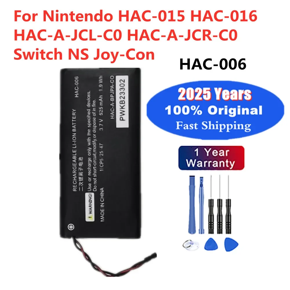 

New 100% Original HAC-006 HAC006 Bateria For Nintendo HAC 006 HAC-015 HAC-016 HAC-A-JCL-C0 HAC-A-JCR-C0 Switch NS Joy-Con 525mAh