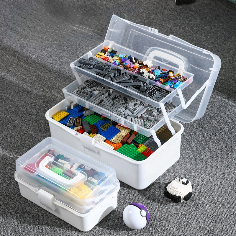 Toy Storage Box Multilayer Children's Building Blocks Plastic Storage Box Puzzle Parts Classification Storage Boxes Lid