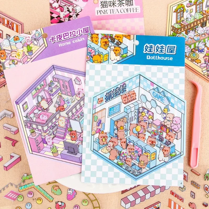 Christmas Gift 3D DIY Miniature Scene Stickers Decor for Notebook/Stationery, Fun Craft Kits to Build Mini World, Xmas Presents