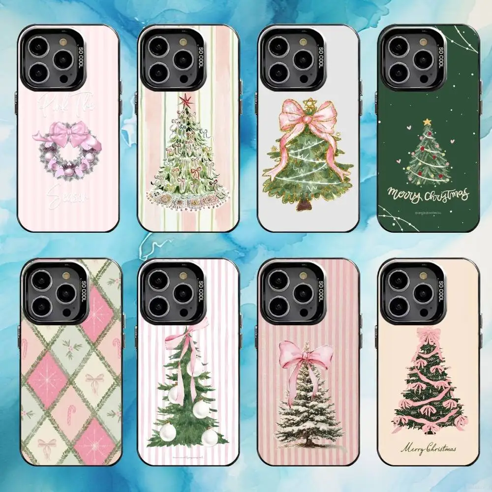 

Christmas Tree Happy New Year Phone Case For iPhone17,16,15,14,13,12,11 Plus,Pro Max Black Candy Matte Shockproof Cover