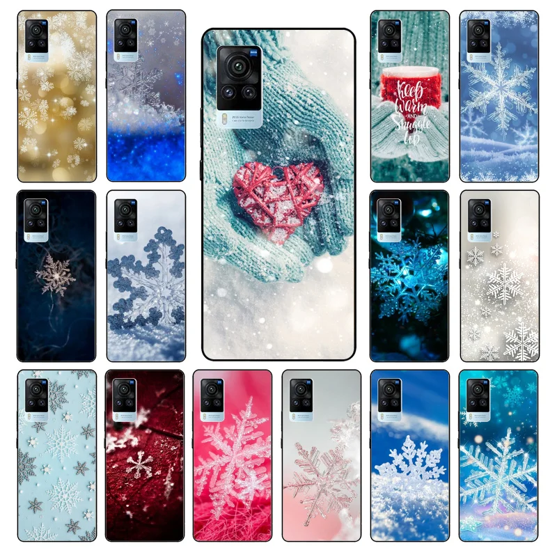 New Hot Christmas Snowflake Phone Case for VIVO V21E V21 V23 V23E V2109 Y53S Y33S Y55 Y76 Y31 Y21 Y72 Y01 Y21S Y11S