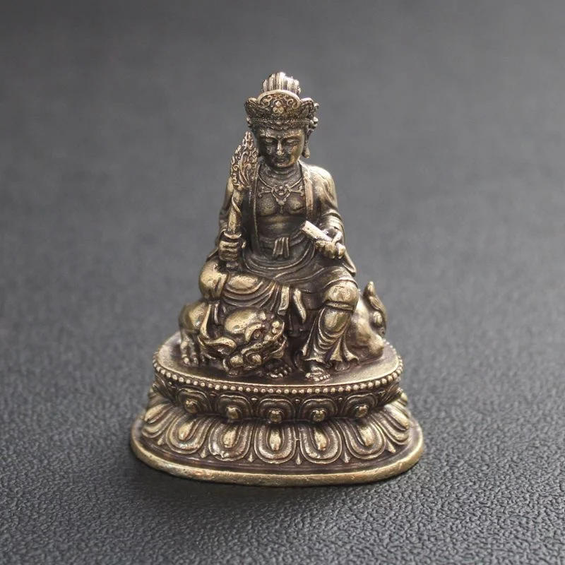 

6.5cm Manjusri Bodhisattva Buddha Statue Sword in Hand Brass Buddha Hall Decoration Home Decor
