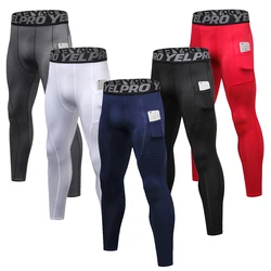 Custom Men Compression Pants Male Tights Leggings Running Gym Fitness Jogging Workout White Black Trousers With Phone Pockets