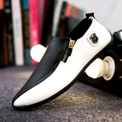 Fashion Leather Shoes for Men Breathable Splicing Summer Men Casual Business Shoes Fall Slip on Man Loafers Tenis Masculino 55