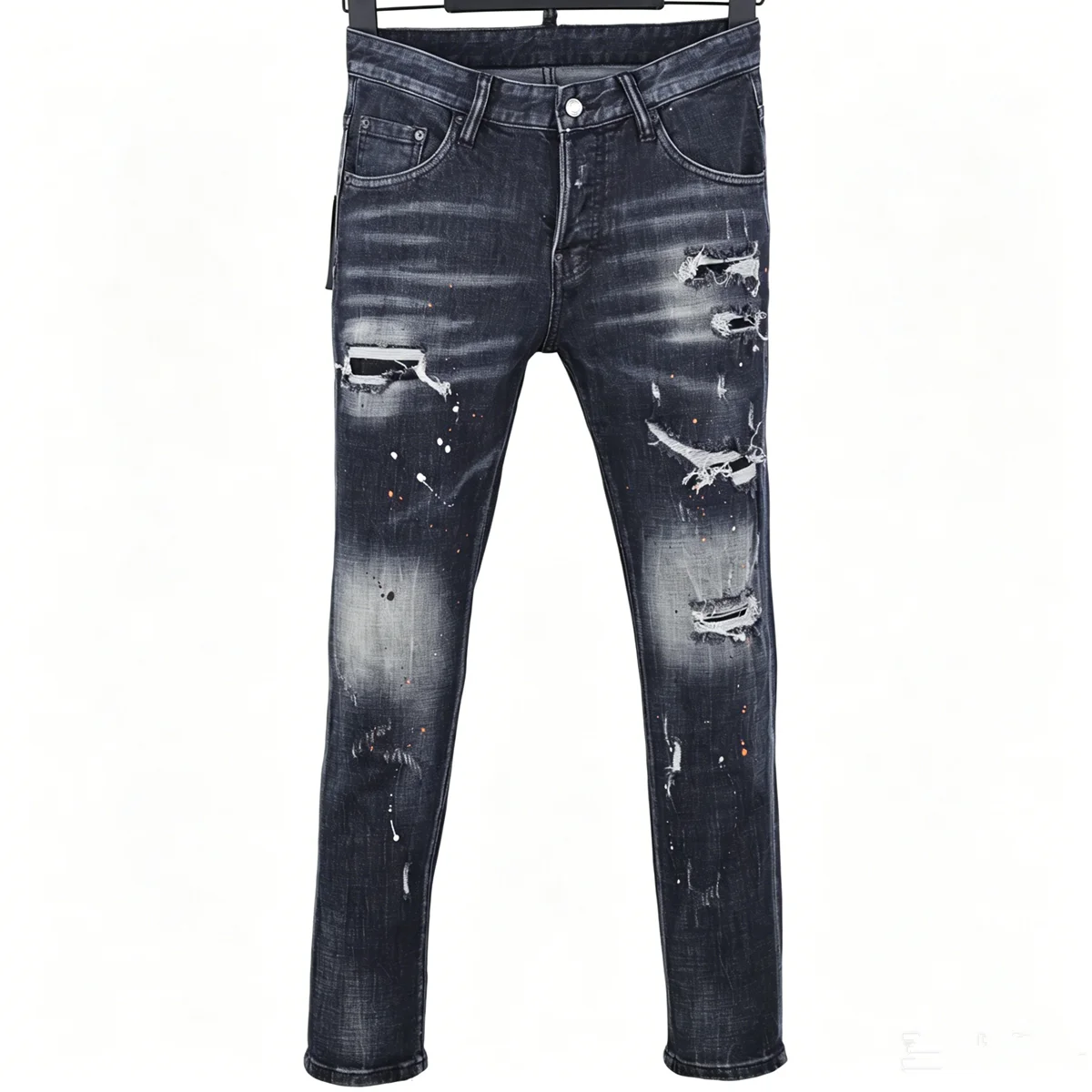 

6090 Four-Season New Men’s Denim Jeans: Slim-Fit, Versatile Printed Stretch Bootcut Black Jeans for Men