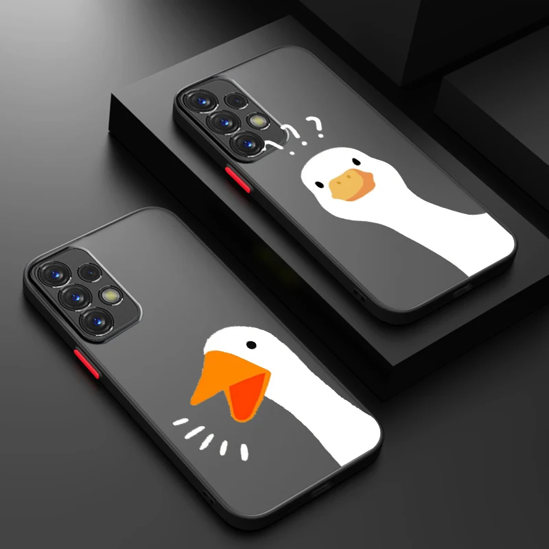 Cartoon Duck Goose Interesting Frosted Translucent For Samsung Note 20 A35 A03 A54 A31 A22 A34 A14 A24 A04 A55 5G Funda image 2