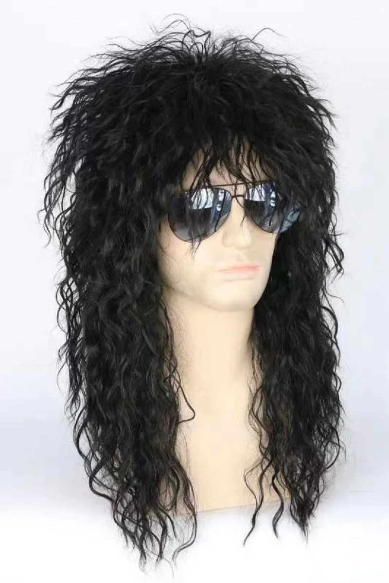 Synthetic Men Women Rock Wig 70s 80s Rock Punk Wig Long Curly Hair Wigs For Halloween Costumes Animation Wigs