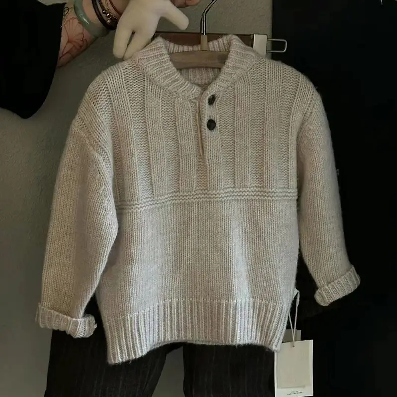 

Kids Sweaters 2024 New Autumn Winter Warm Fashion Korean Simple Casual Baggy