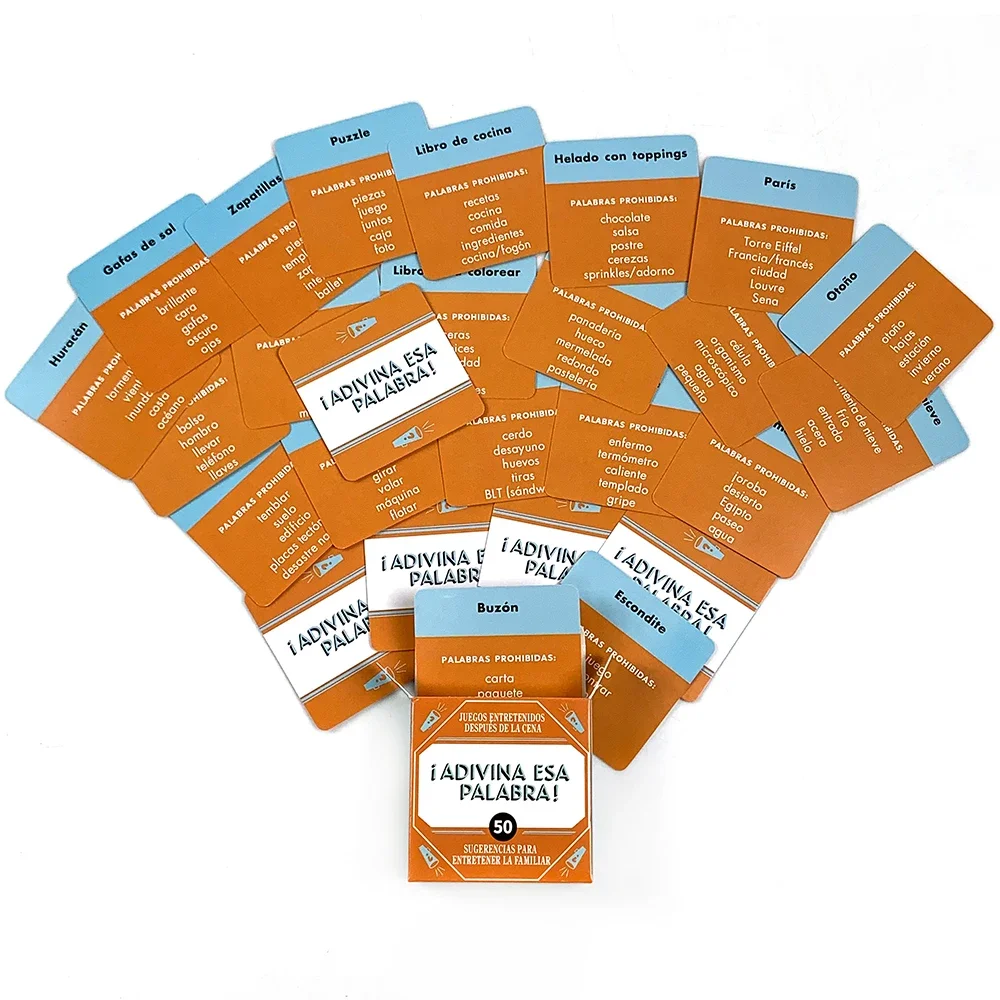 

Spanish Mini Size Game Cards " Name That Word !" 50 Pcs Cards Game Family Gathering Card Game Camping Game