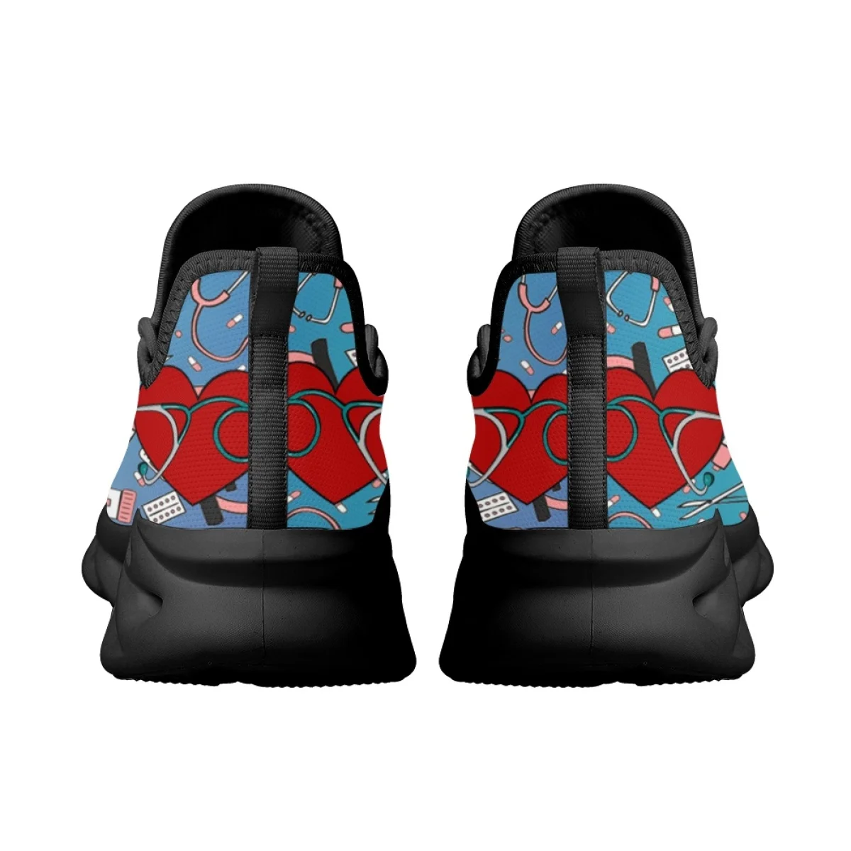 INSTANTARTS Cartoon Surgical Nurse Printing Female Casual Shoes Summer Breathable Mesh Sneakers for Women Lace up Light Zapatos