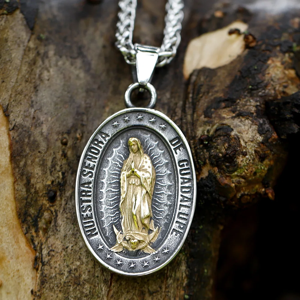 2023 new Men Stainless Steel virgin mary Pendant Necklaces Fashion Jewelry Creativity Chains for Gifts religious free shipping