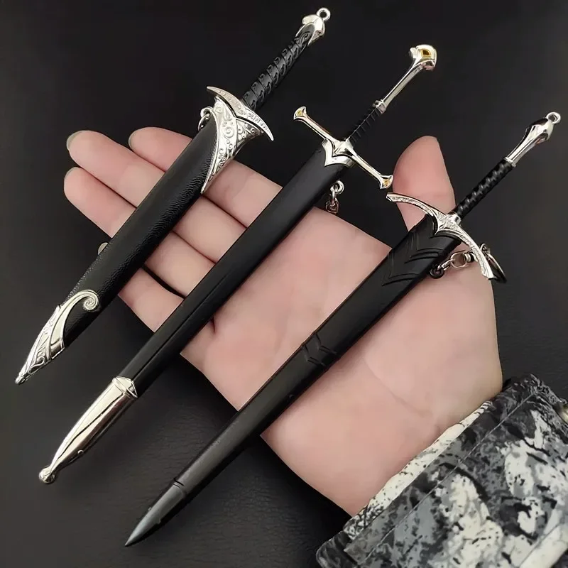 22 cm Glamdring Aragorn Narthil Waffen Schwert Elfen Anduril Mittelalterliches Peripheriegerät Metall Samurai Schwert Schlüsselanhänger Ornamente Geschenke Spielzeug