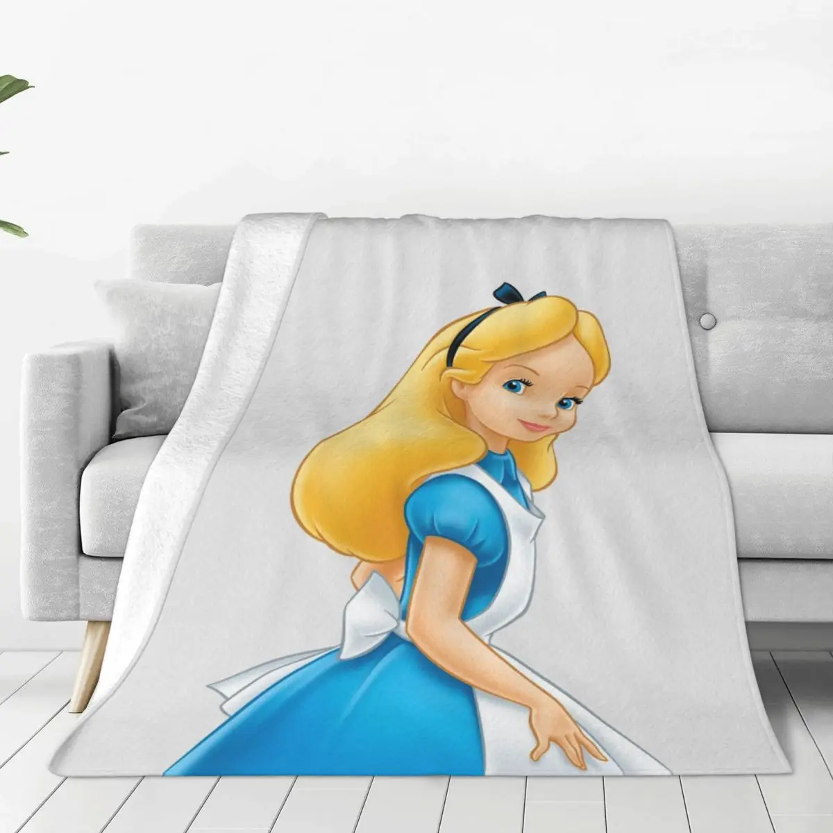 Manta personalizada de dibujos animados de Alicia en el país de las Maravillas, mantas de franela suave de lana cálida para cama, sofá, otoño al aire libre