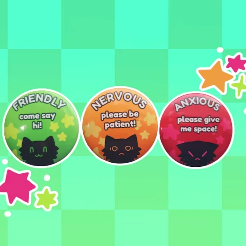 

Cute Cat Enamel Pins - Social Distance Themed Brooches for Introvert/Extravert - Fashion Bag Hat Lapel Badges Gift