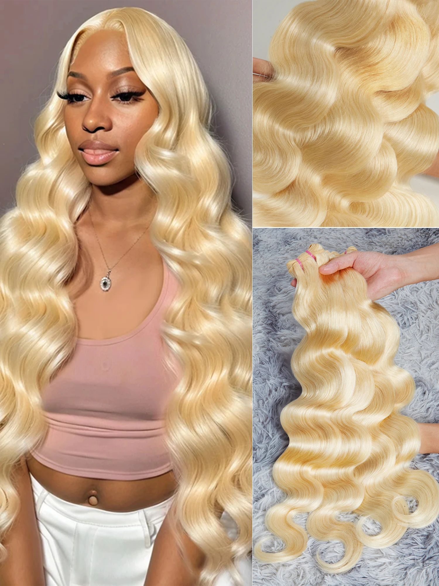 Colored 613 Honey Blonde Hair Weave 1/3/4 Bundles Brazilian Body Wave Remy Hair Bundle 8 To 24 inch Human Hair Weft Can Be Dye