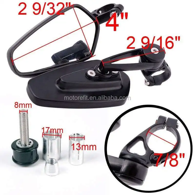 العالمي 7/8 "البيضاوي CNC الخام الألومنيوم المقود بار نهاية جبل مرآة الرؤية الخلفية الرياضية الجانبية #4