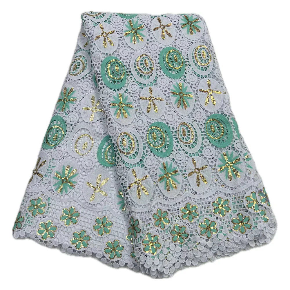 Fashional الترتر للذوبان في الماء أقمشة الدانتيل النيجيري 5 ياردة جبر الدانتيل المواد لخياطة فستان الزفاف الملونة الحبل الدانتيل