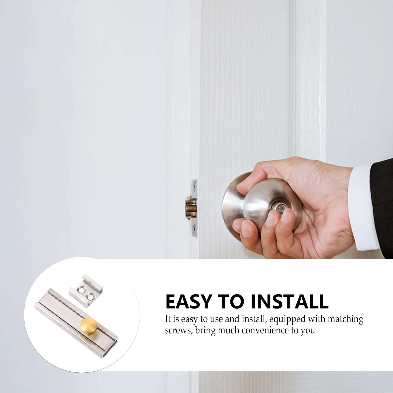 

1Set Anti-Theft Door Latch Stainless Sliding Door Lock Home Security Heavy Duty Sliding Latch Replacement Lock Screw Included