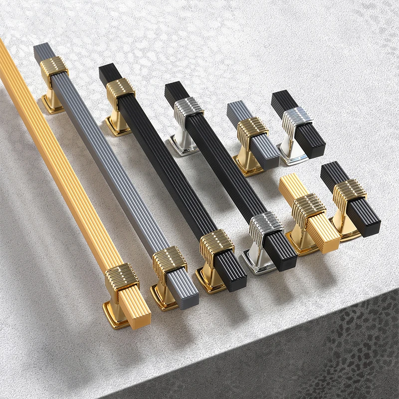 Modern two-color stitching light luxury European wardrobe cabinet door handle drawer shoe cabinet furniture hardware handle