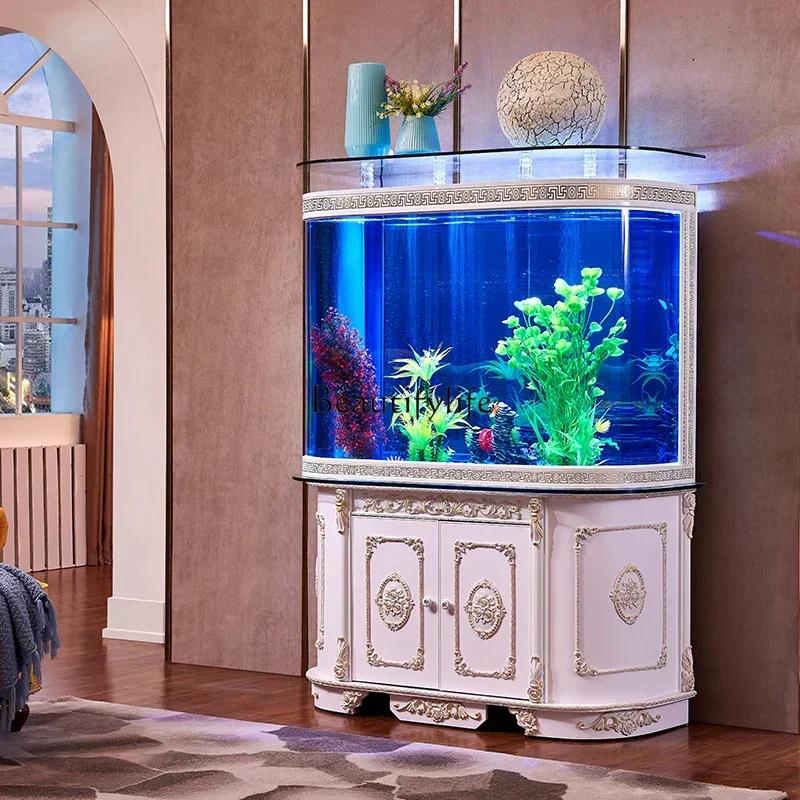 

FG26European Double Circle Fish Tank Living Room Home Bottom Filter Glass Aquarium Ecological Change Water