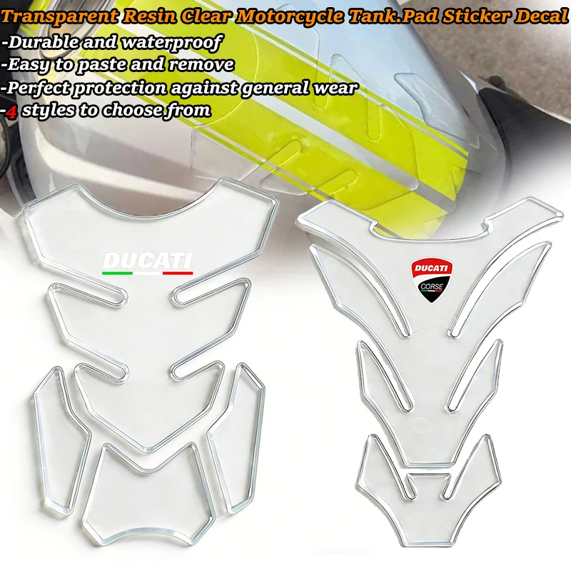 For Ducati V2 V4 400 620 695 696 796 821 Monster 899 959 1199 1299 Transparent Resin Tank Pad Protector Universal for Motorbike
