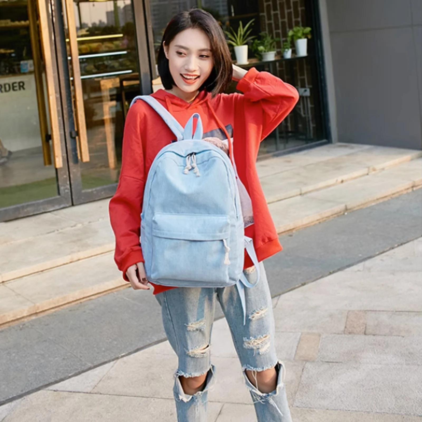 Women Backpack Corduroy Design School Backpacks For Teenage Girls School Bag Striped Rucksack Travel Bags Soulder Bag Mochila