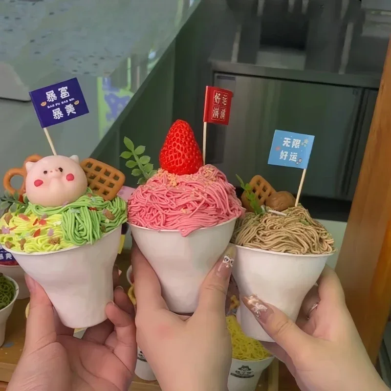 50Piece White Disposable Ice Cream Packaging Cup 330ml Cake Baking Dessert Cups Environmentally Friendly Biodegradable Paper Mug