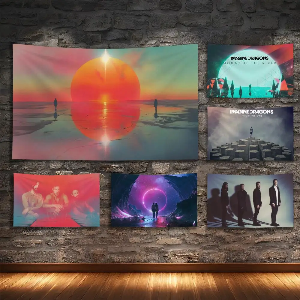 

I-Imagine D-Dragons LOOM Album Tapestry House Bedroom Living Bar Garden Microfiber Decoration Background Art Custom Banner
