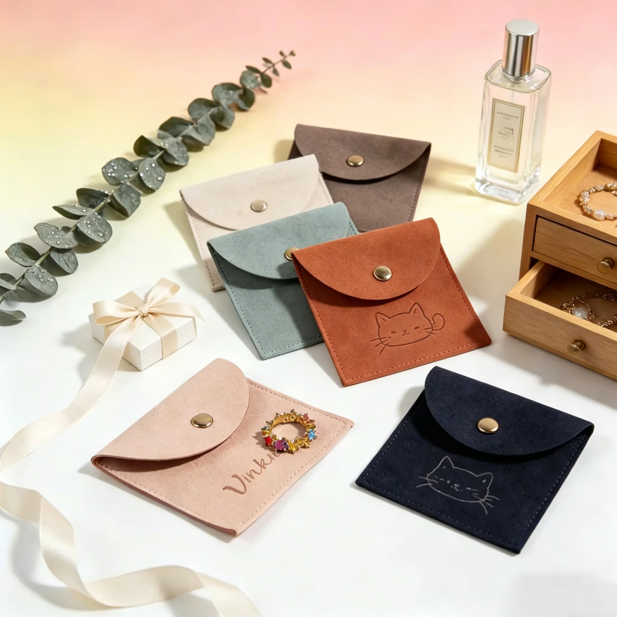 

Luxury Personalized Jewelry Accessory Microfiber Bag Wedding Earrings Rings Storage Party Gift Display Travel Packaging Pouches