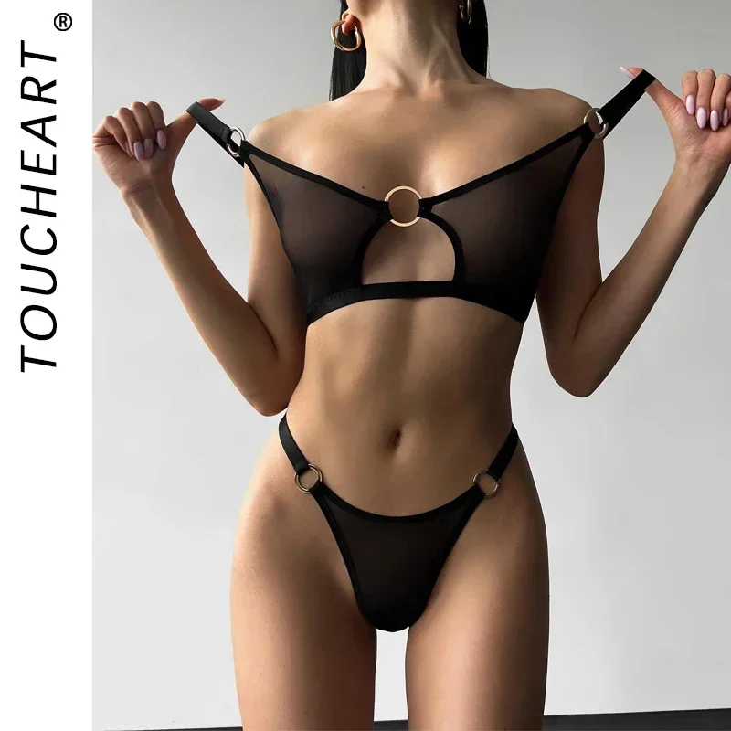 SN55Toucheart 2 قطعة مجموعة جنسي ساخن الملابس الداخلية الزي شبكة انظر من خلال الحميمة شير الدانتيل زي الخيال تول مريح U @ 54WE