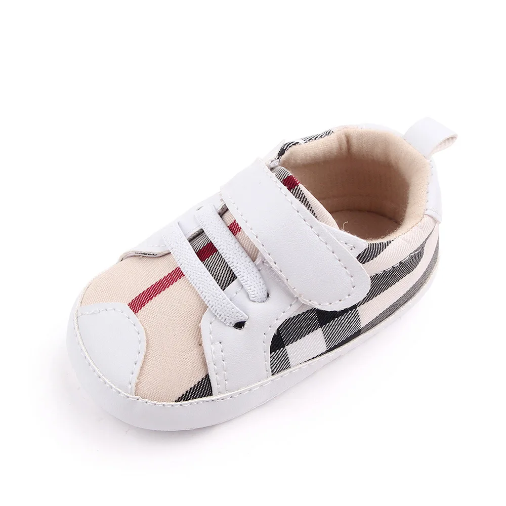 Spring and Autumn Baby Fashion Plaid Color Matching Soft Soles Comfortable Walking Shoes for Boys and Girls