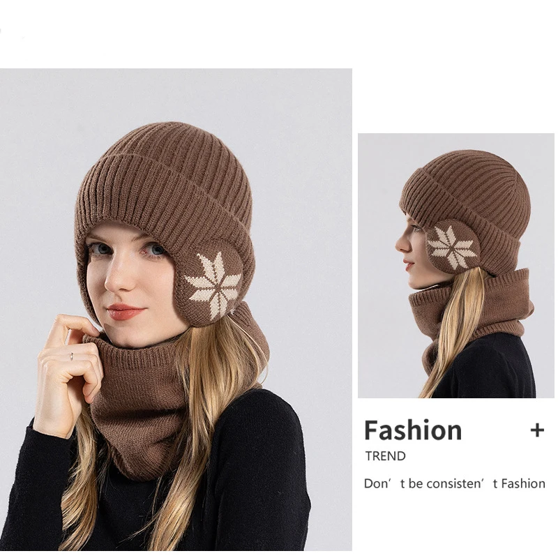 Unisex winter rekbare zachte muts oorbescherming gebreide mutsen schedel cap warme sjaal masker hoed fleece gevoerde hoed