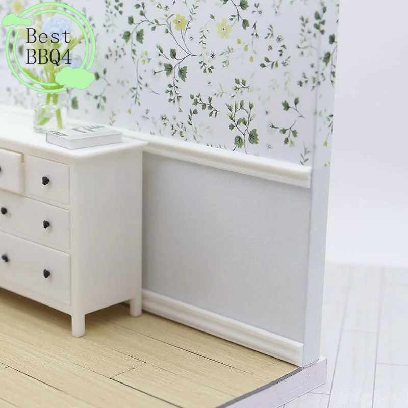 

(BBQ4)2PCS 1:12 Dollhouse Miniature Skirting Line Mini Waistline Bathroom Living Room Decor Toy Doll House Accessories