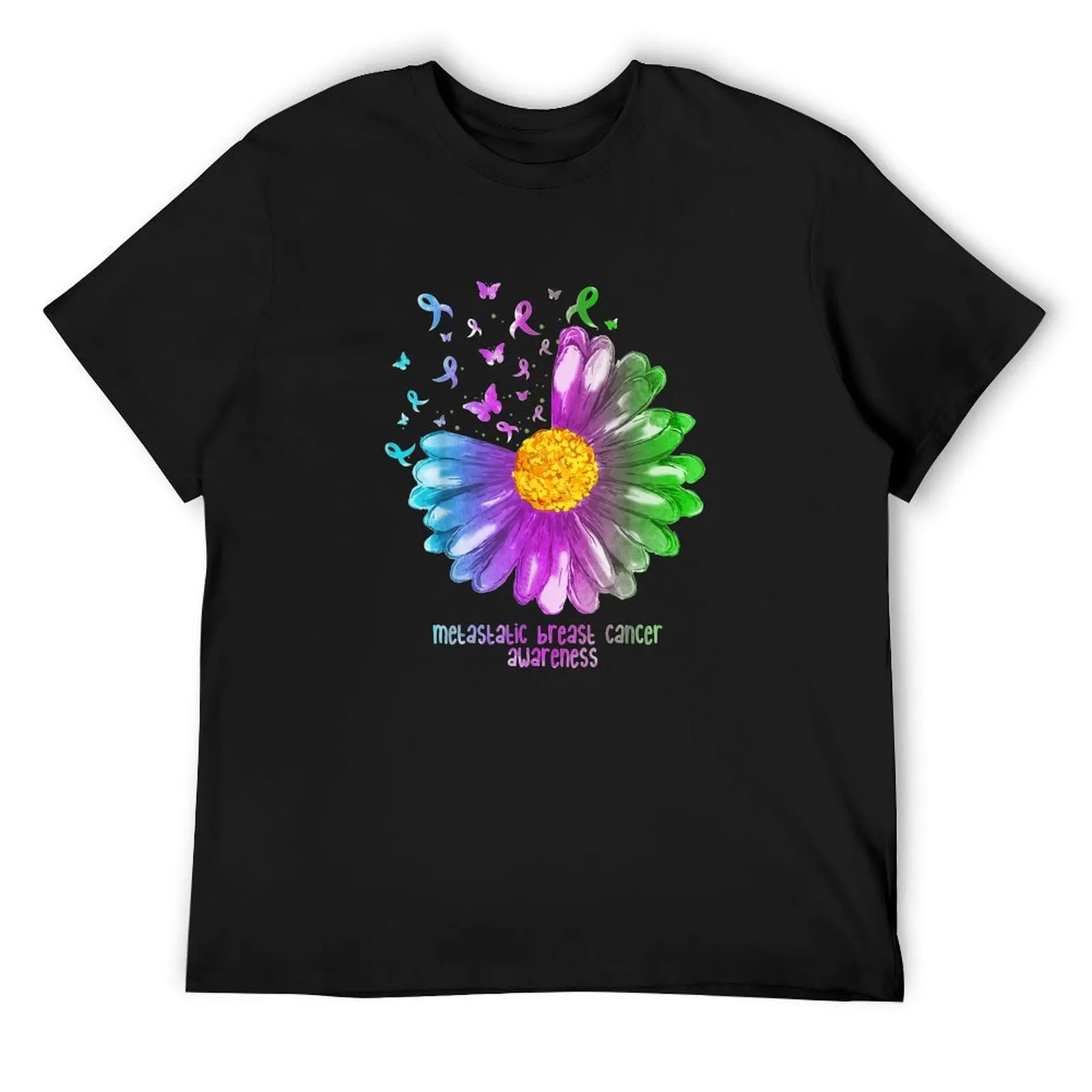 

Daisy Butterfly Metastatic Breast Cancer Awareness T-Shirt hippie clothes blue archive plain black t shirts men