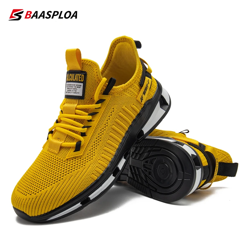 Baasploa Men's Running Shoes New Fashion Designer Lightweight Mesh Sneakers Male Outdoor Casual Breathable Lace-Up Walking Shoes