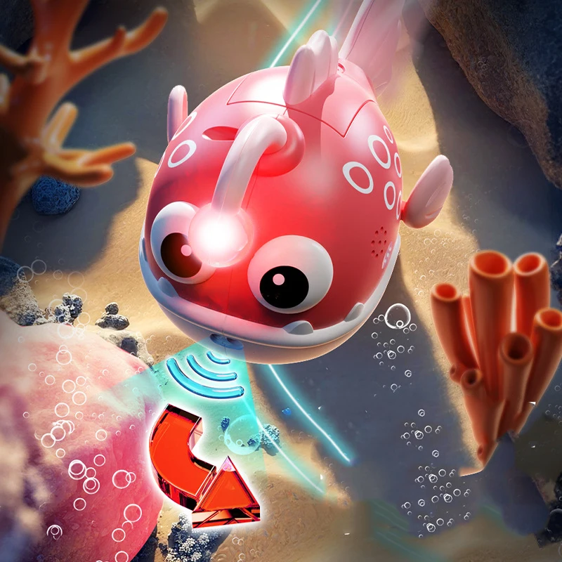 Elektrische sensor lantaarn vis kinderen tweeweg trek simulatie reptiel kleine vis speelgoed crashbestendig baby kruipen speelgoed cadeau