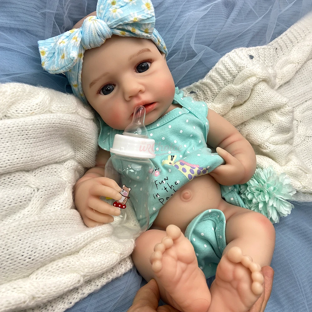18 Zoll Open Mouth Loulou Vollsilikon Reborn Baby Mädchen Chubby Realistische Details Waschbare Neugeborene Puppe als Sammlergeschenk