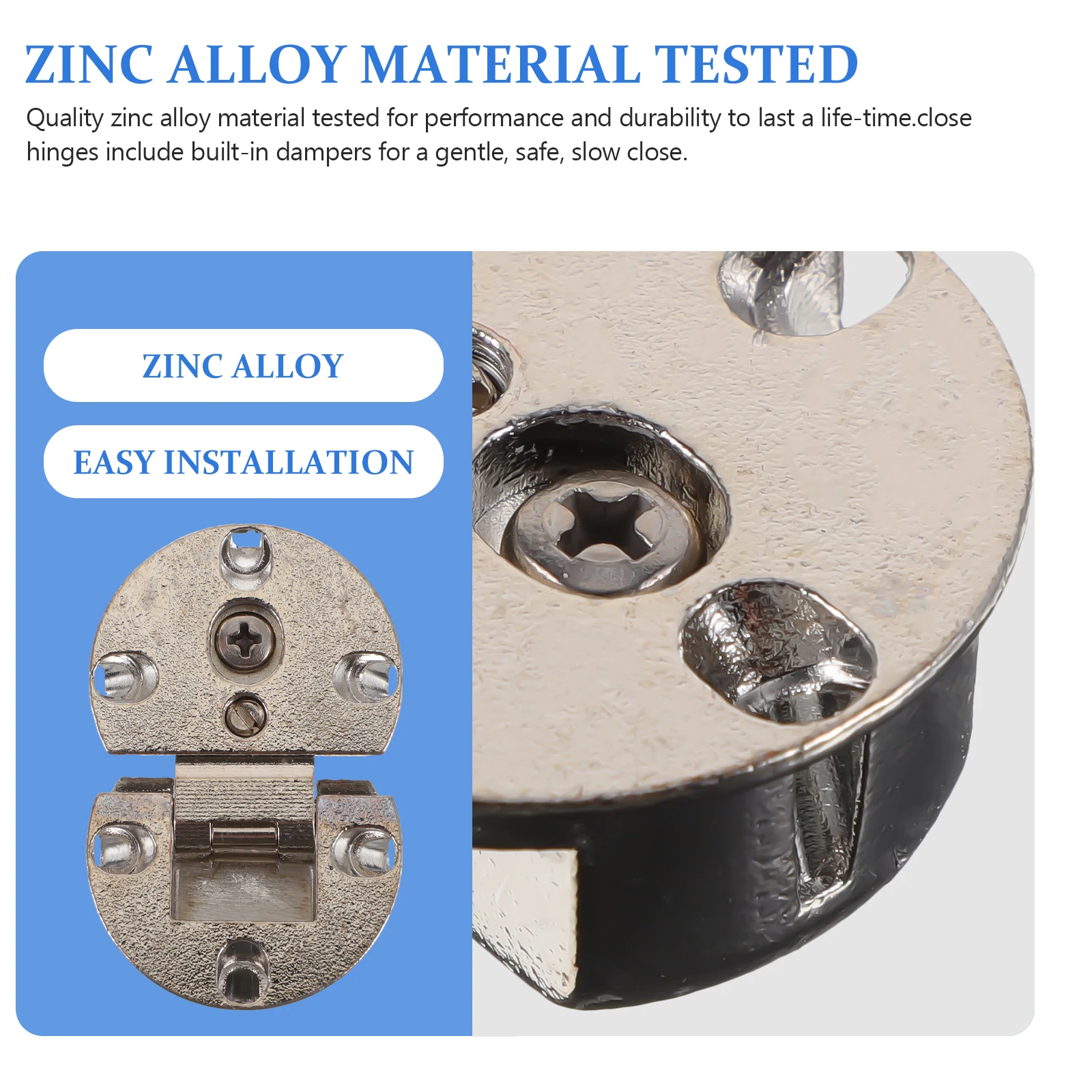 

2 Pcs 180 Degree Zinc Alloy Folding Hinges Round Cabinet Hardware for Kitchen