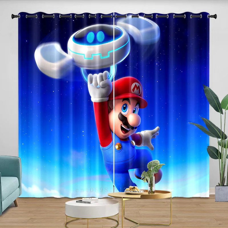 Blackout ผ้าม่าน Mario สําหรับ Window เด็ก Grommet Light Shade ห้องนอนสําเร็จรูปผ้าม่านเด็กอะนิเมะผ้าม่านตกแต่งบ้าน