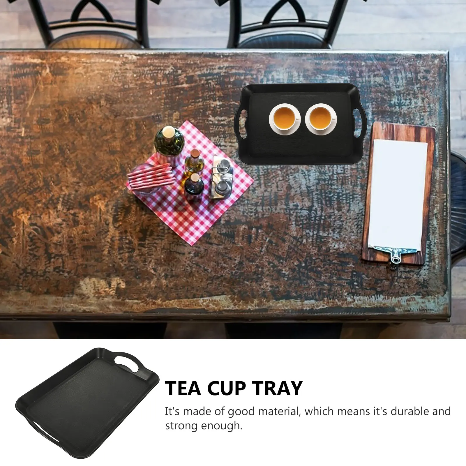 

Rectangular Serving Tray Double Ear Handles Fine Craftsmanship Cake Dessert Display Fruit Tray for Home Restaurant Hotel